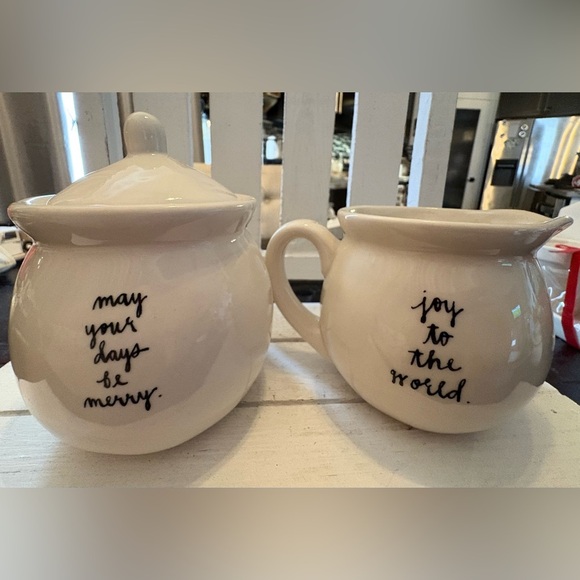 Rae Dunn Cream and Red Holiday Sugar and Creamer Set - Picture 3 of 3